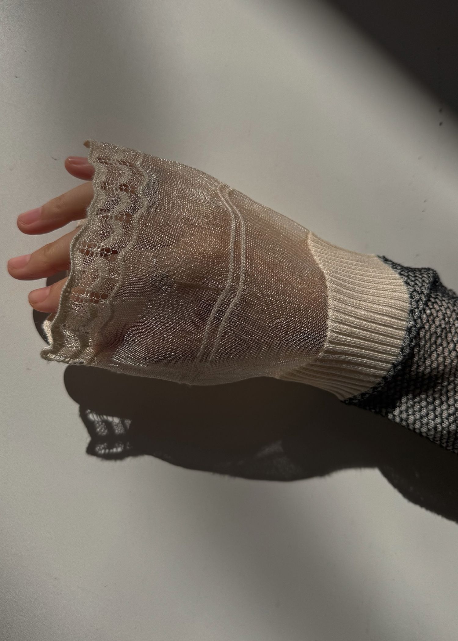 jacquard pattern sheer knit cardigan