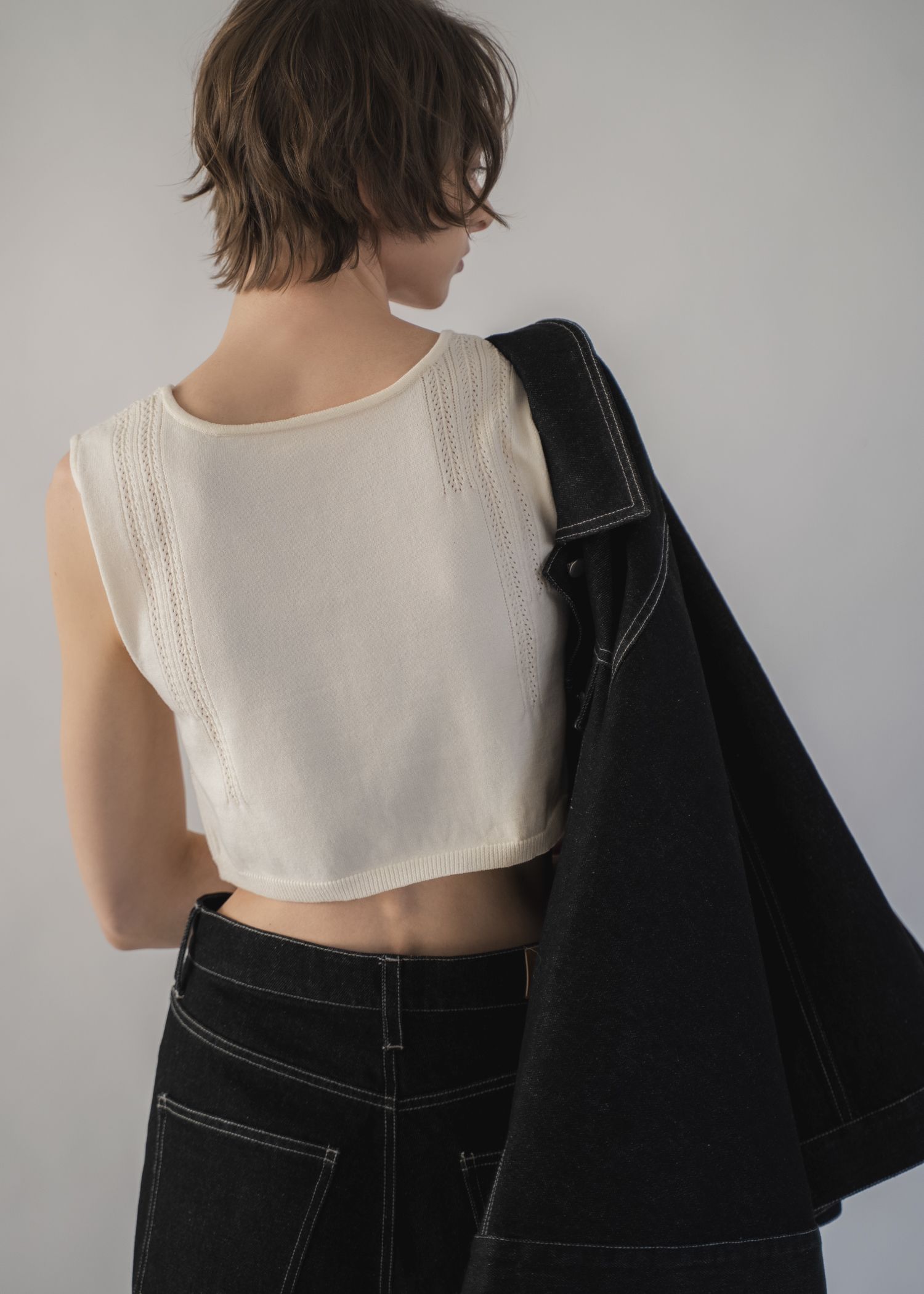 cropped 2way gentle knit tank