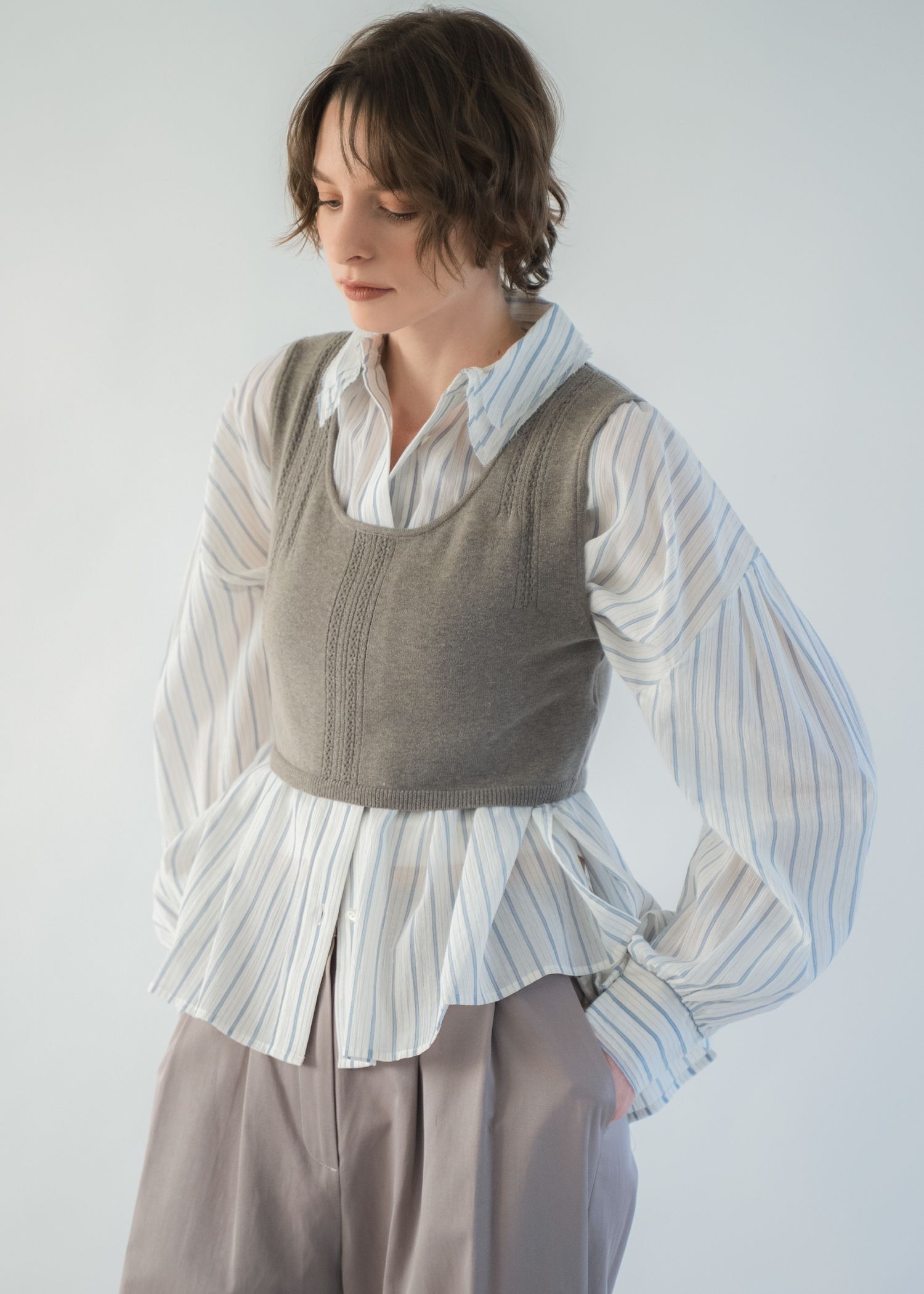 cropped 2way gentle knit tank