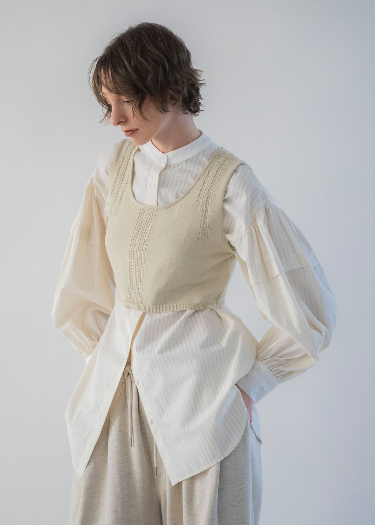 cropped 2way gentle knit tank