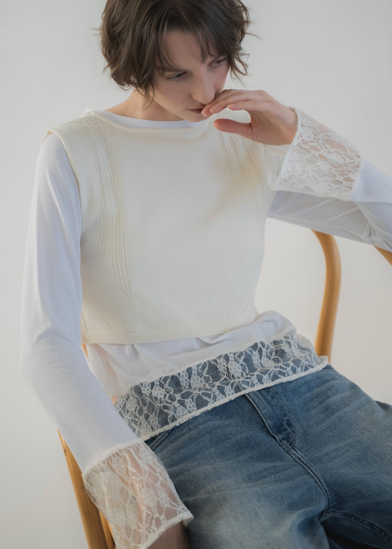 cropped 2way gentle knit tank