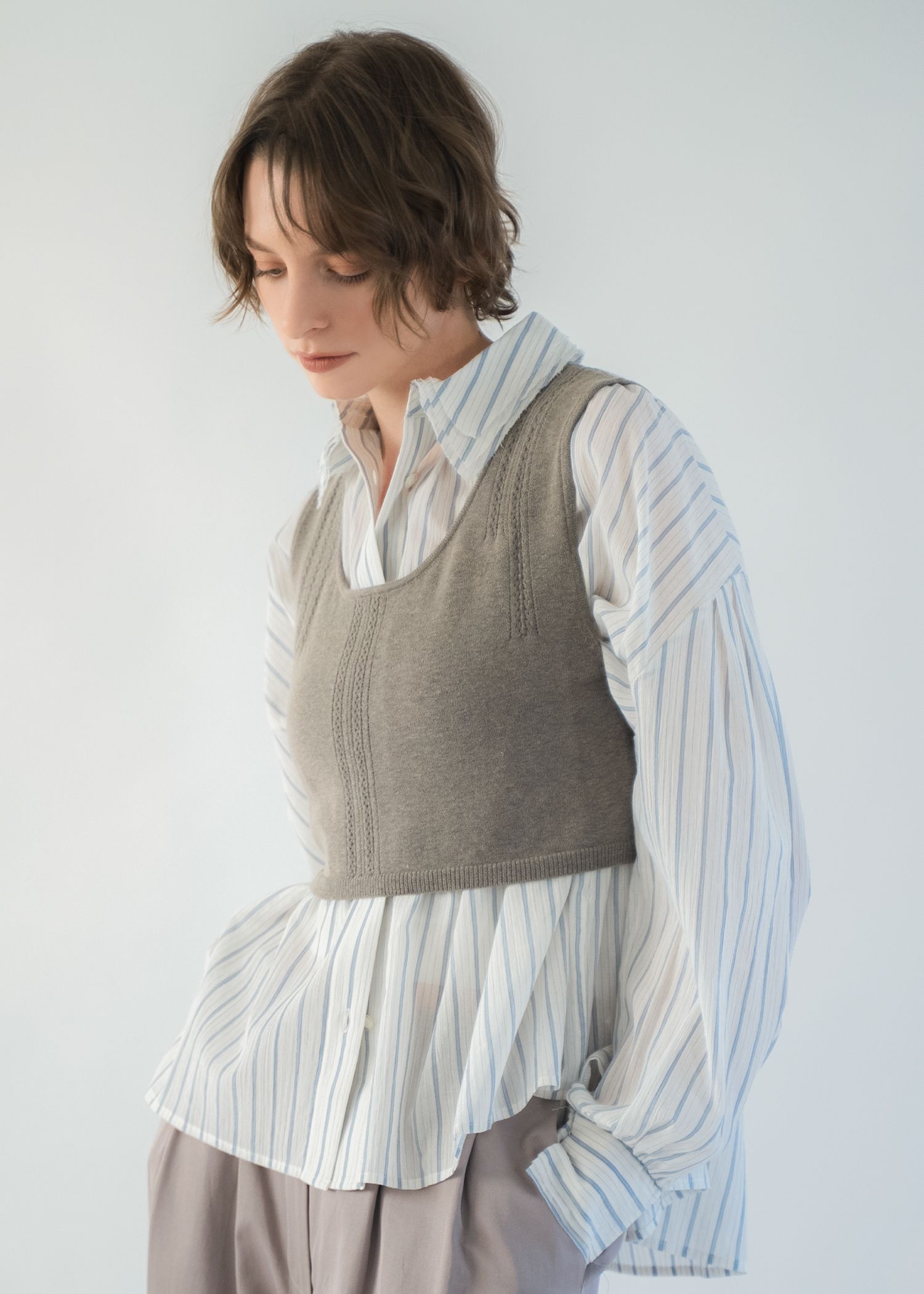 cropped 2way gentle knit tank