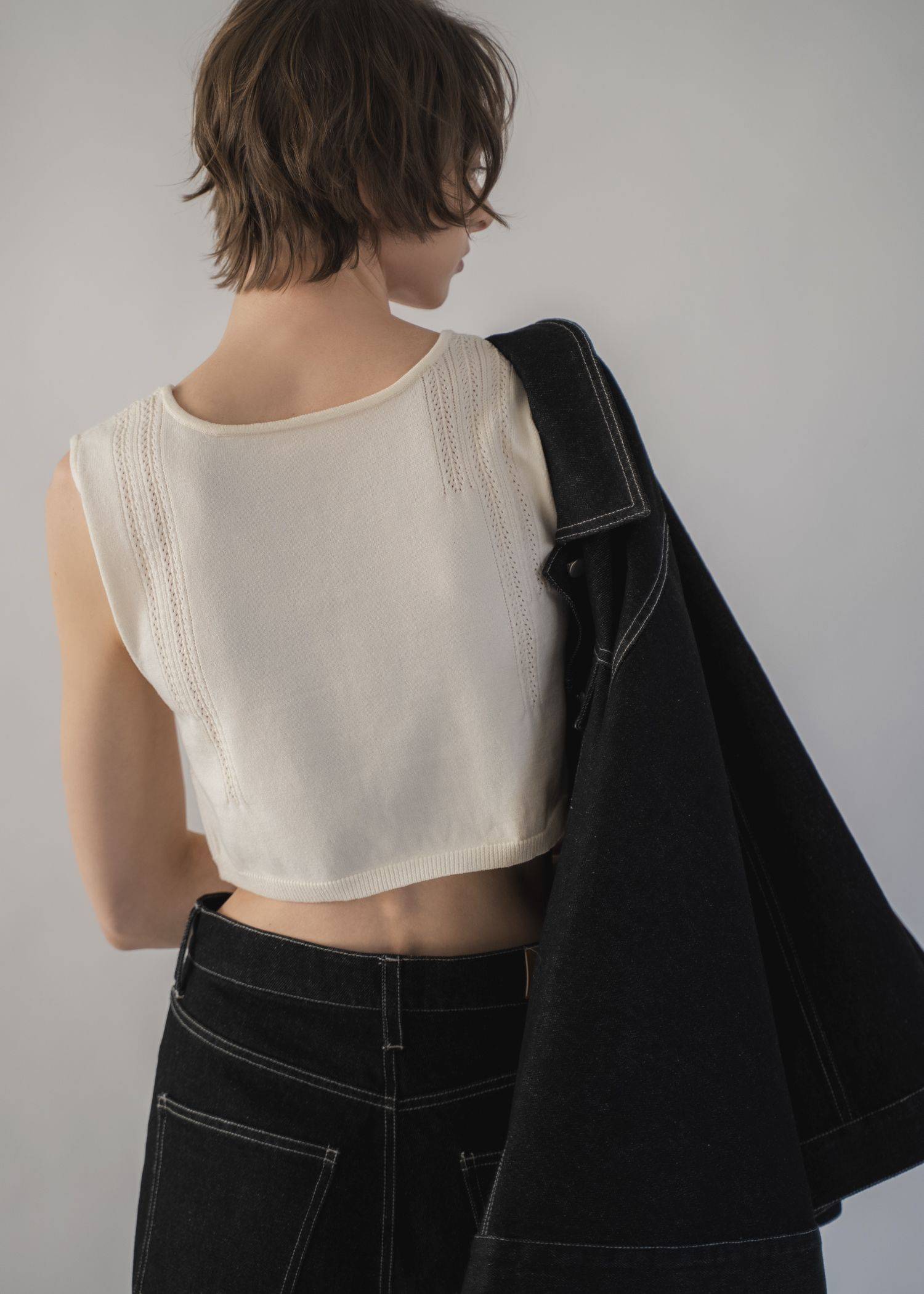 cropped 2way gentle knit tank