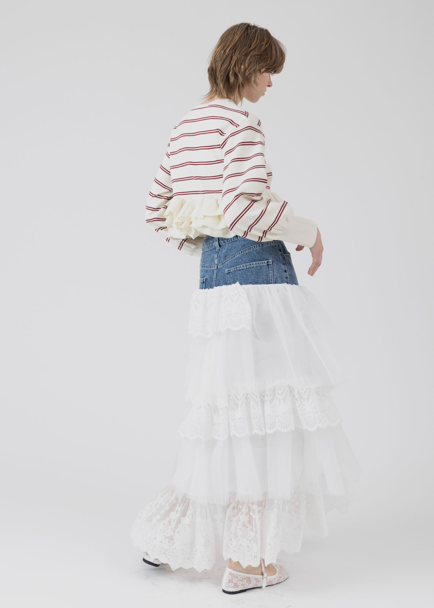 hem ruffle frill knit cardigan