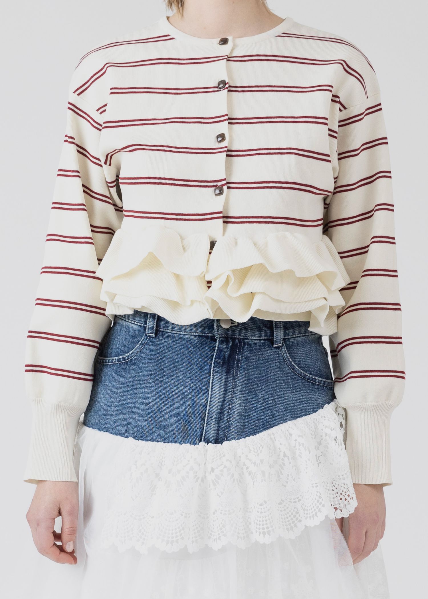 hem ruffle frill knit cardigan