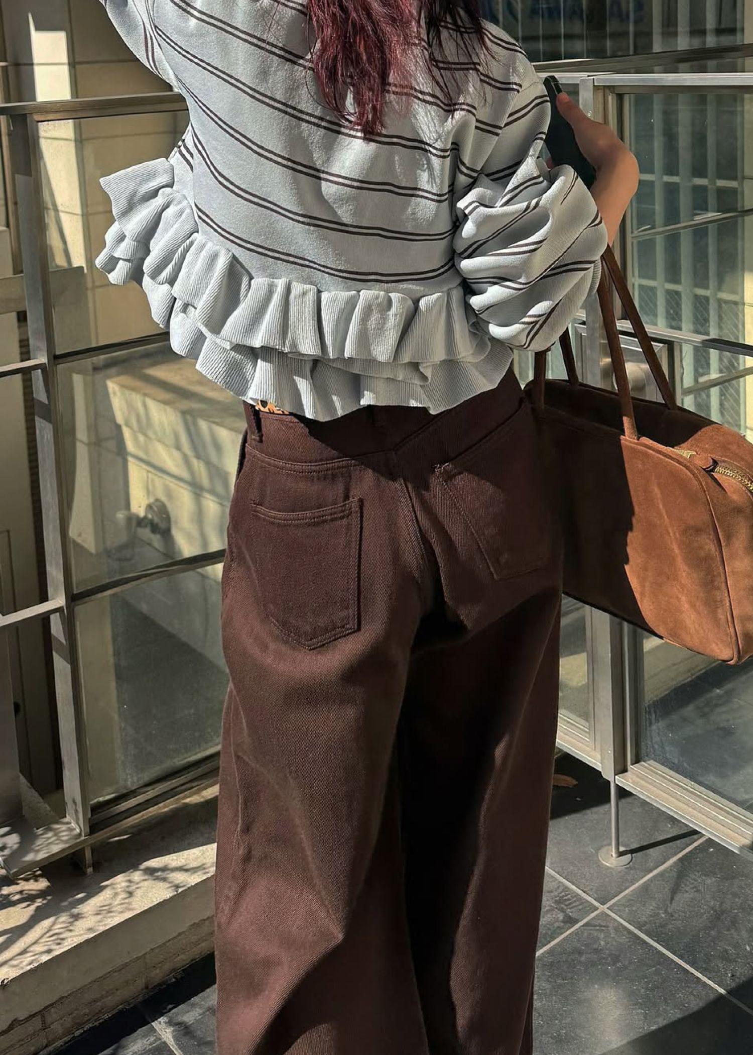 hem ruffle frill knit cardigan