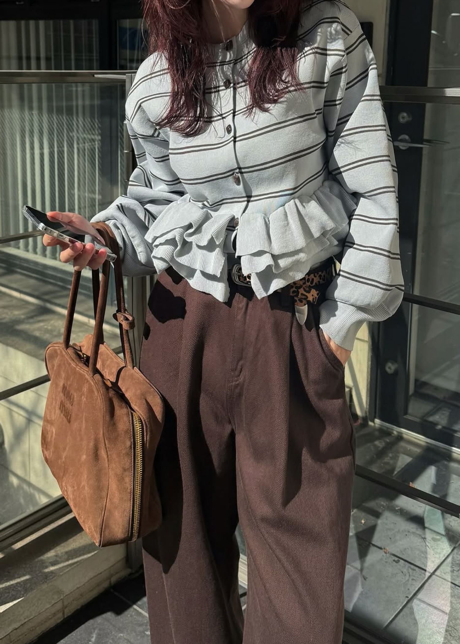 hem ruffle frill knit cardigan