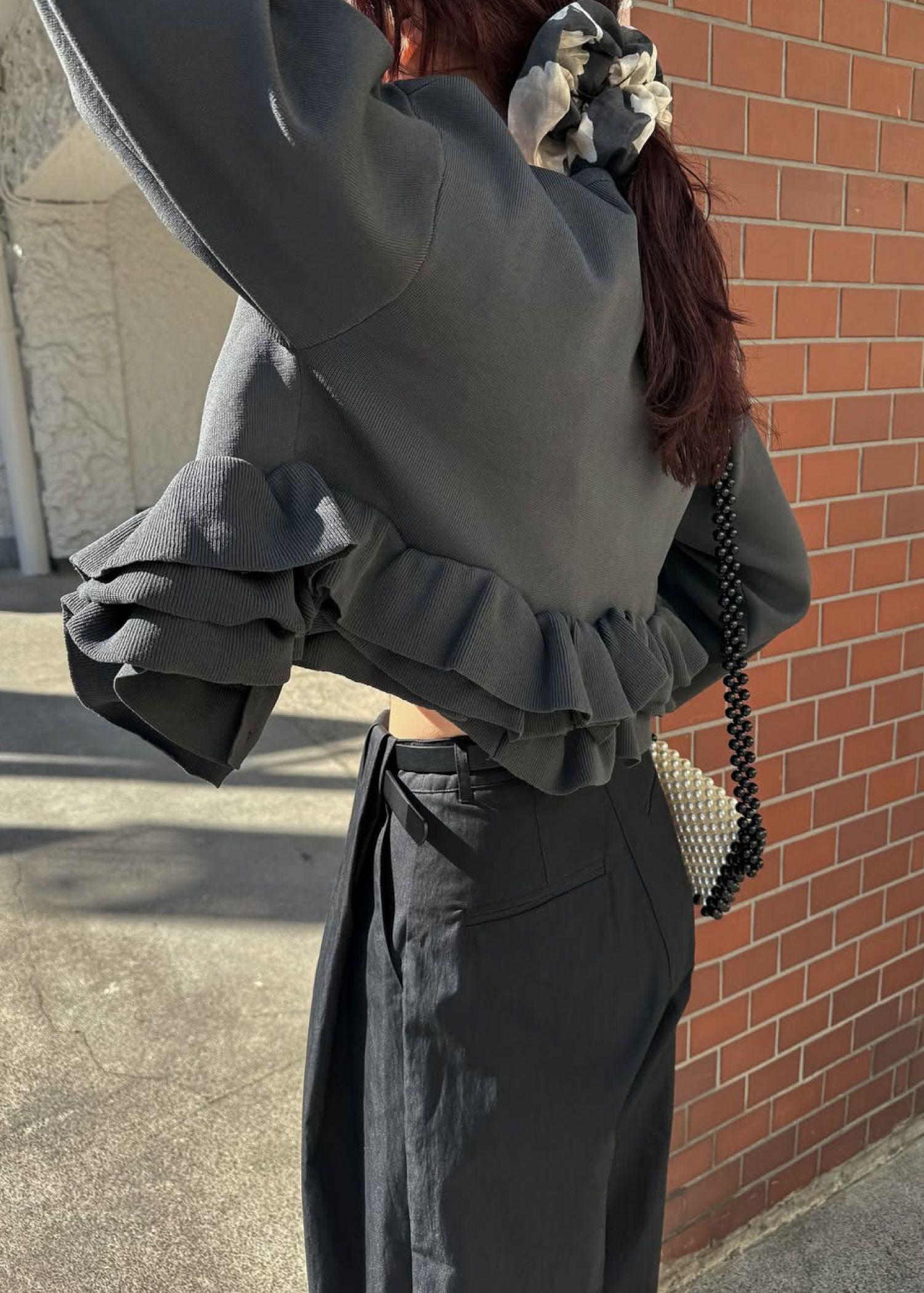 hem ruffle frill knit cardigan