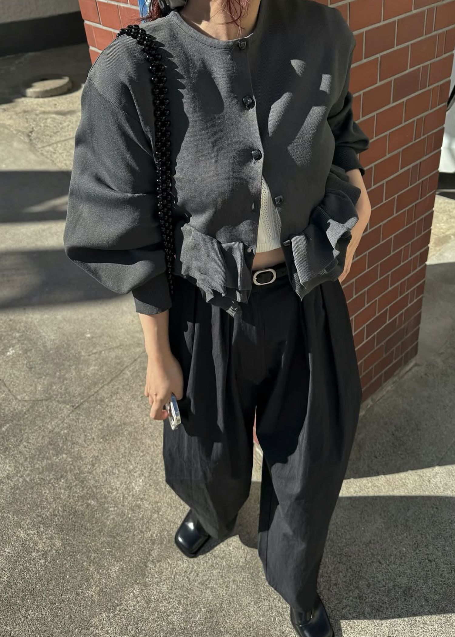 hem ruffle frill knit cardigan