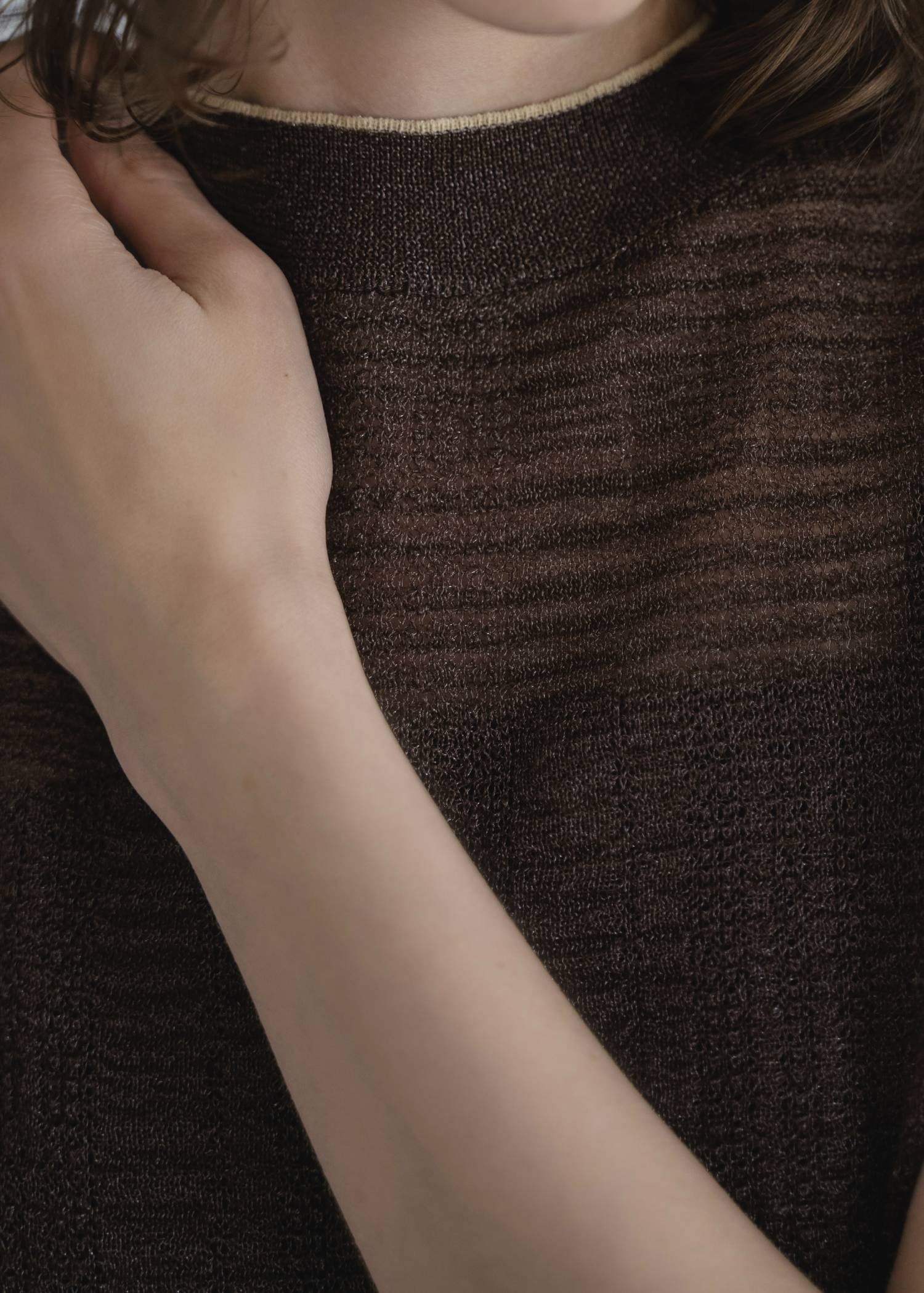 sheer check pattern knit tank