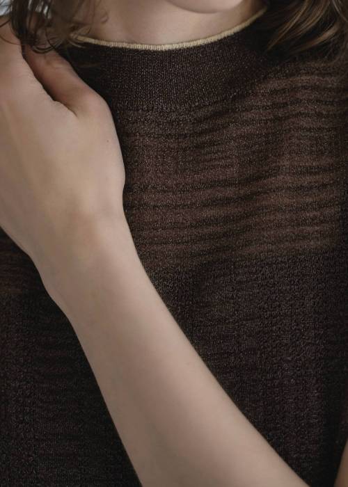sheer check pattern knit tank