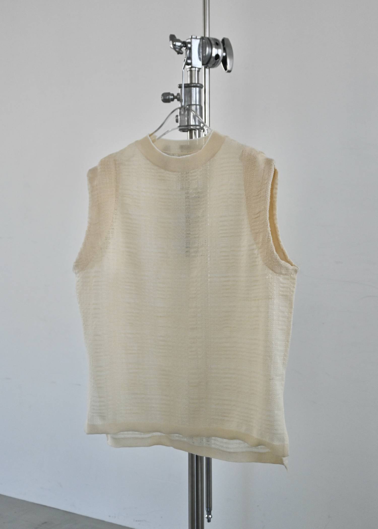 sheer check pattern knit tank