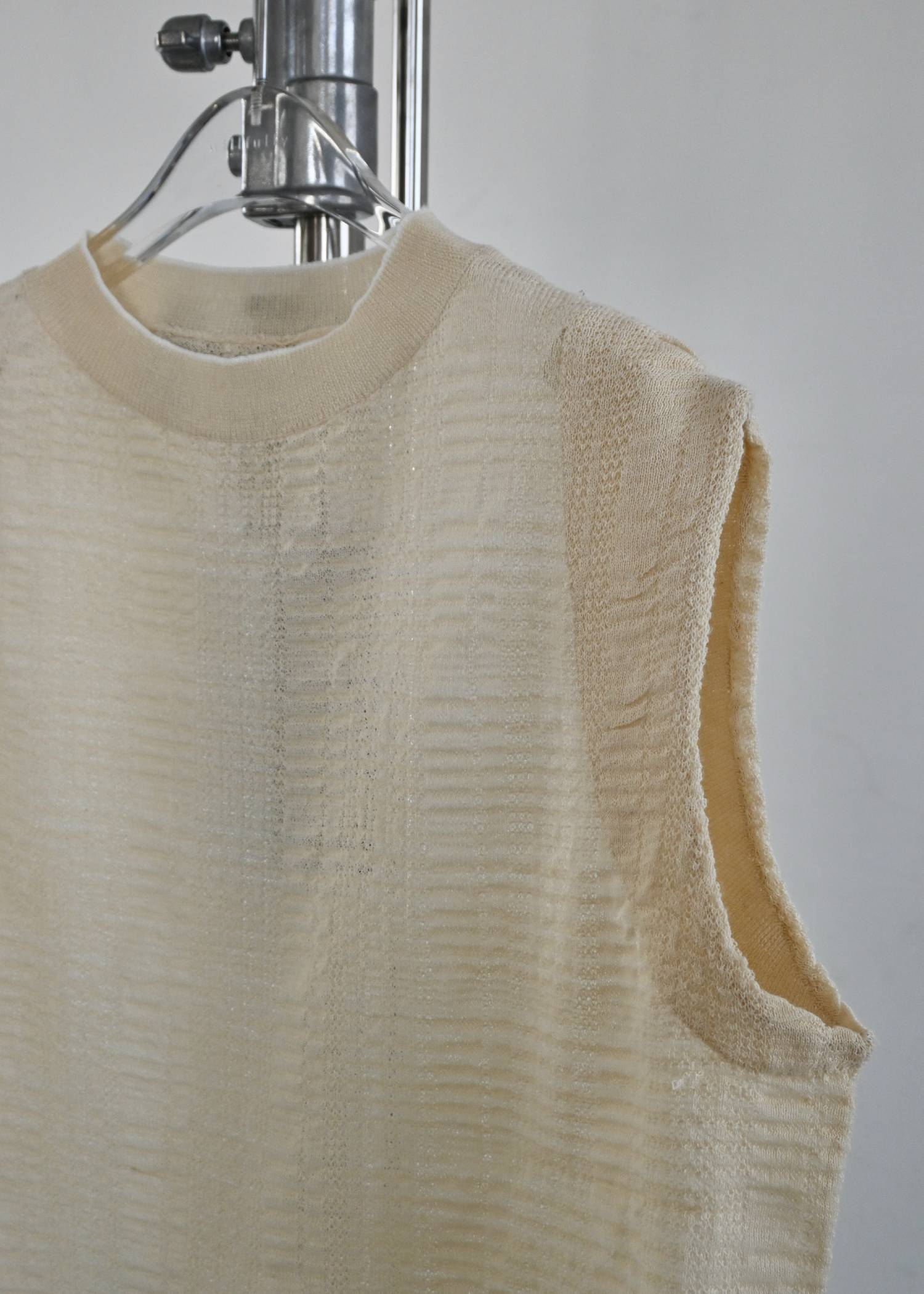 sheer check pattern knit tank