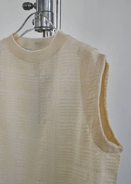 sheer check pattern knit tank