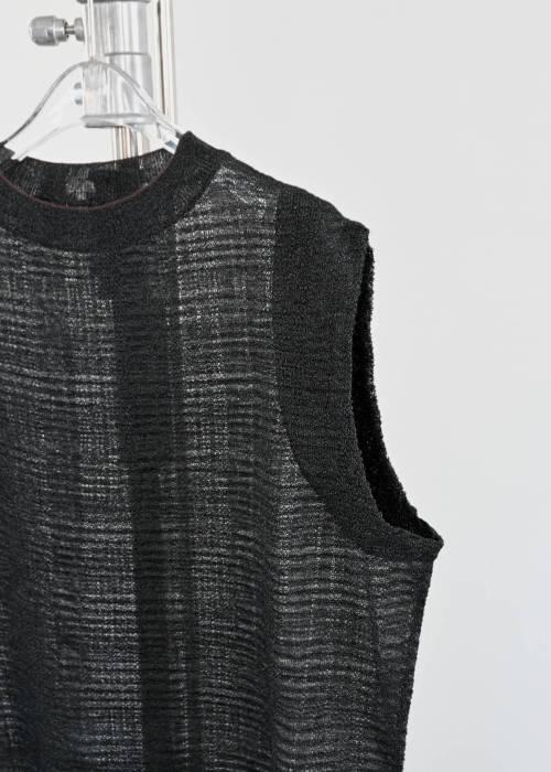 sheer check pattern knit tank