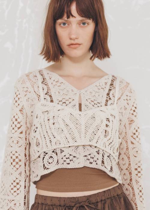 crochet multi panel knit camisole