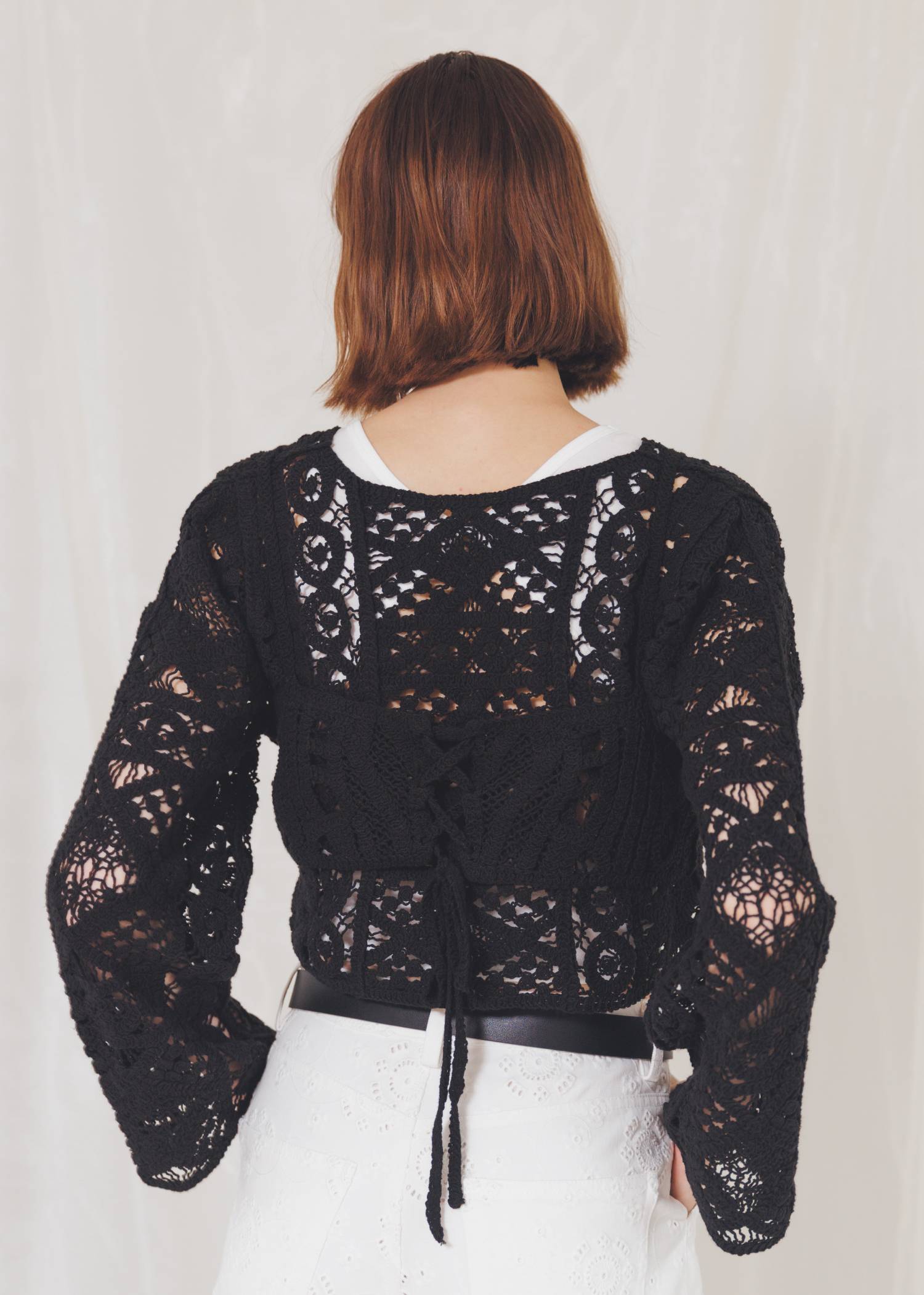 crochet multi panel knit camisole