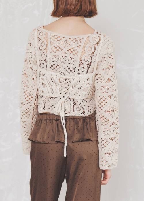 crochet multi panel knit camisole