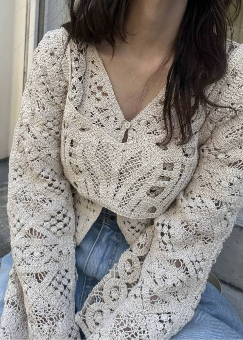 crochet multi panel knit camisole