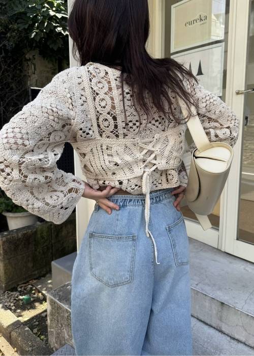 crochet multi panel knit camisole