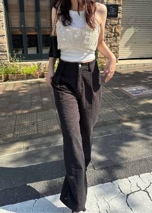 crochet multi panel knit camisole