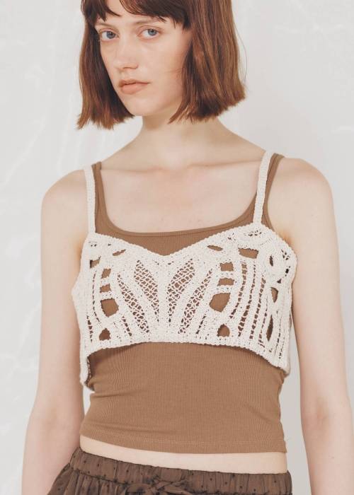 crochet multi panel knit camisole