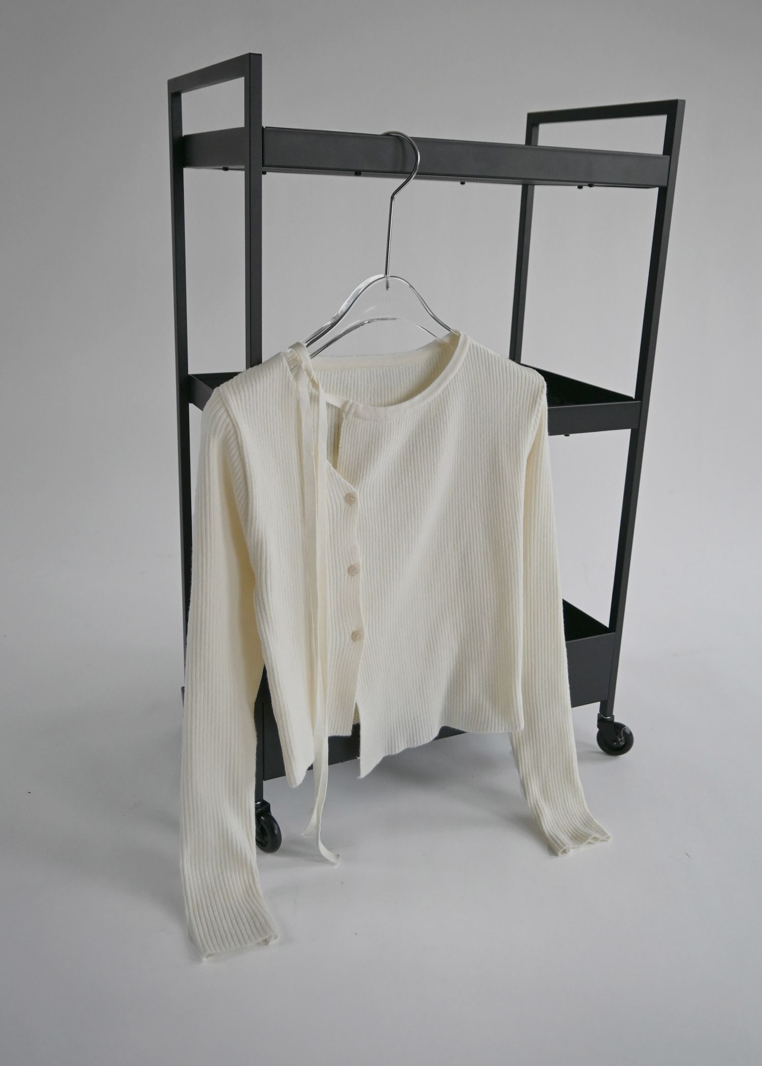 asymmetry decollete knit cardigan