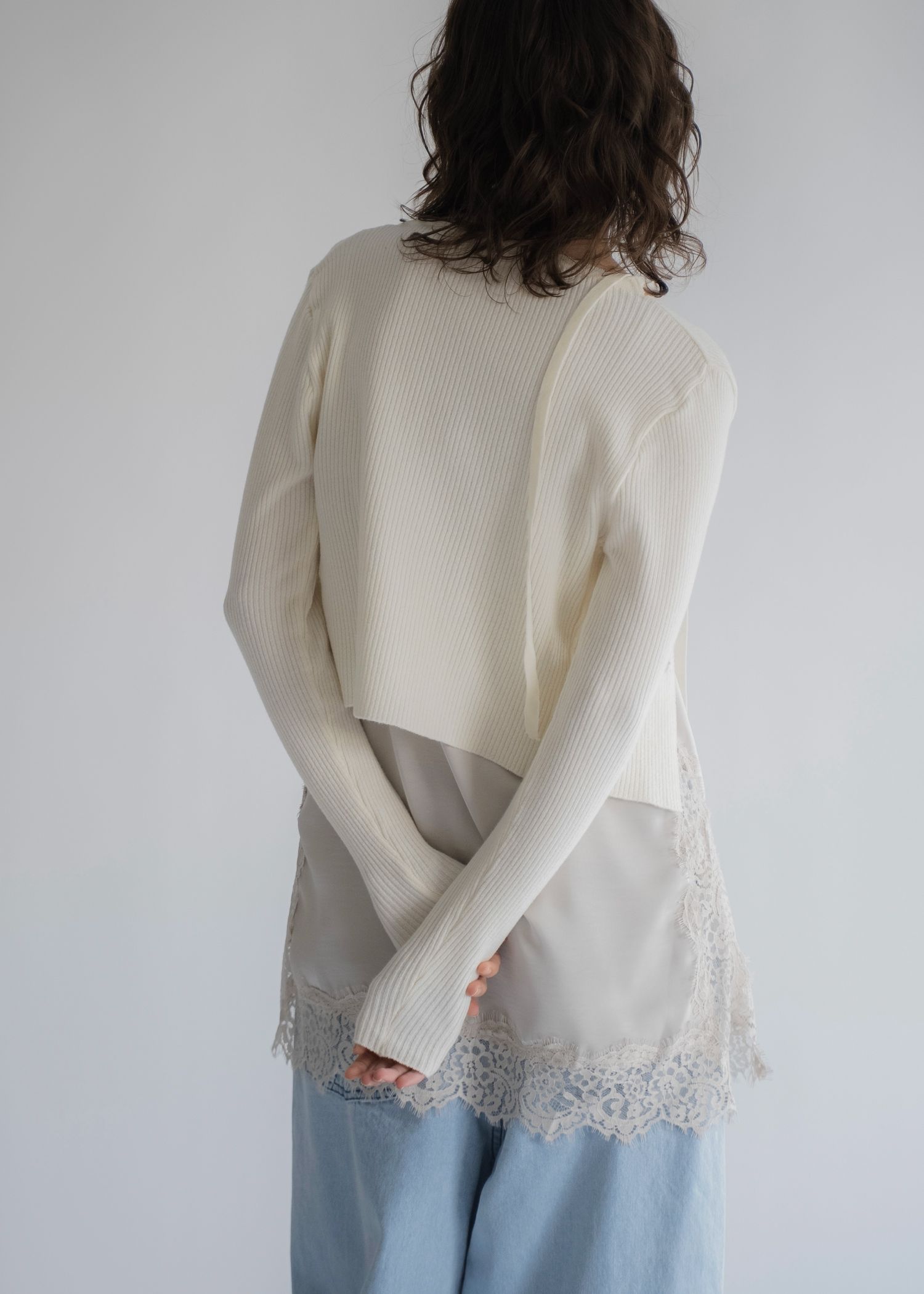 asymmetry decollete knit cardigan