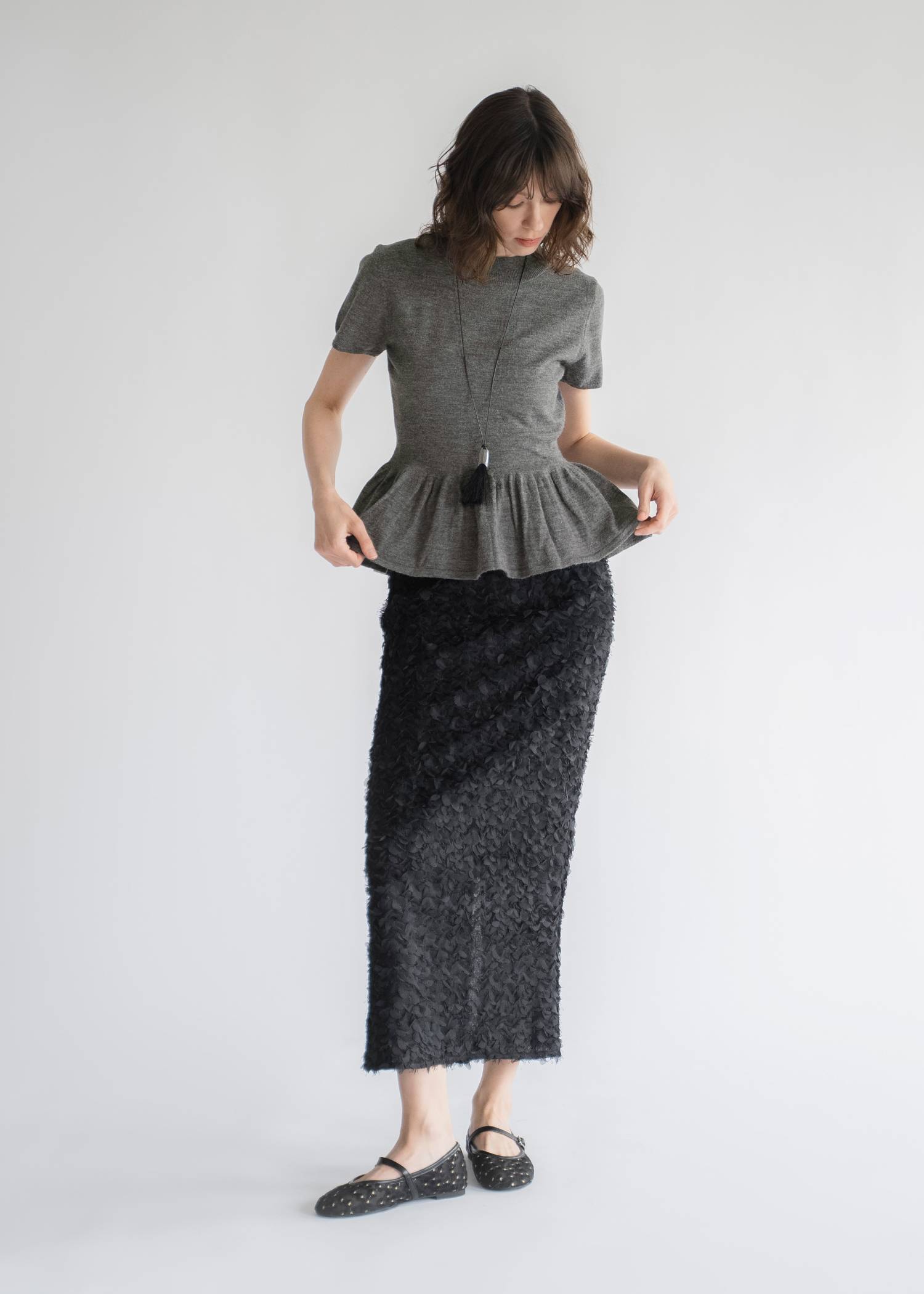 peplum short sleeve knit