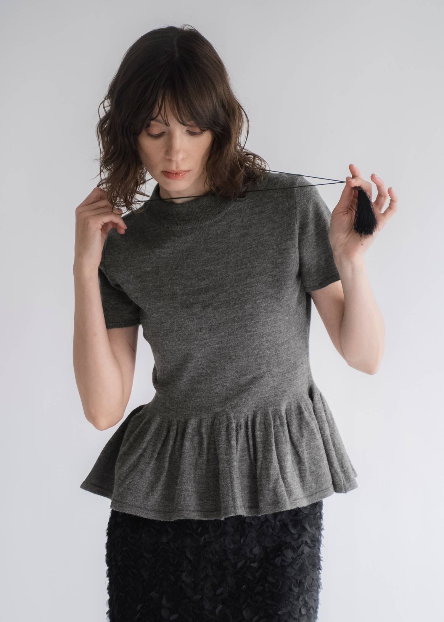 peplum short sleeve knit