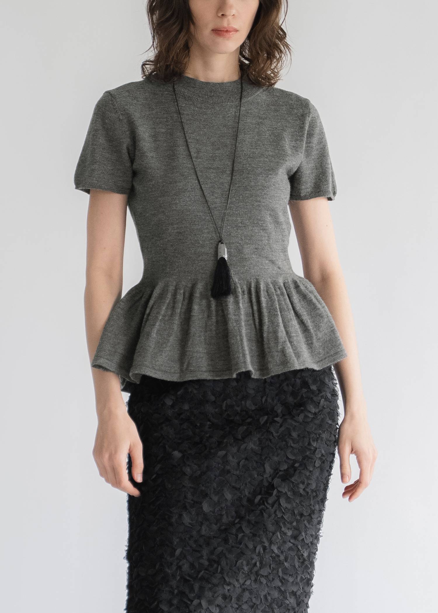 peplum short sleeve knit