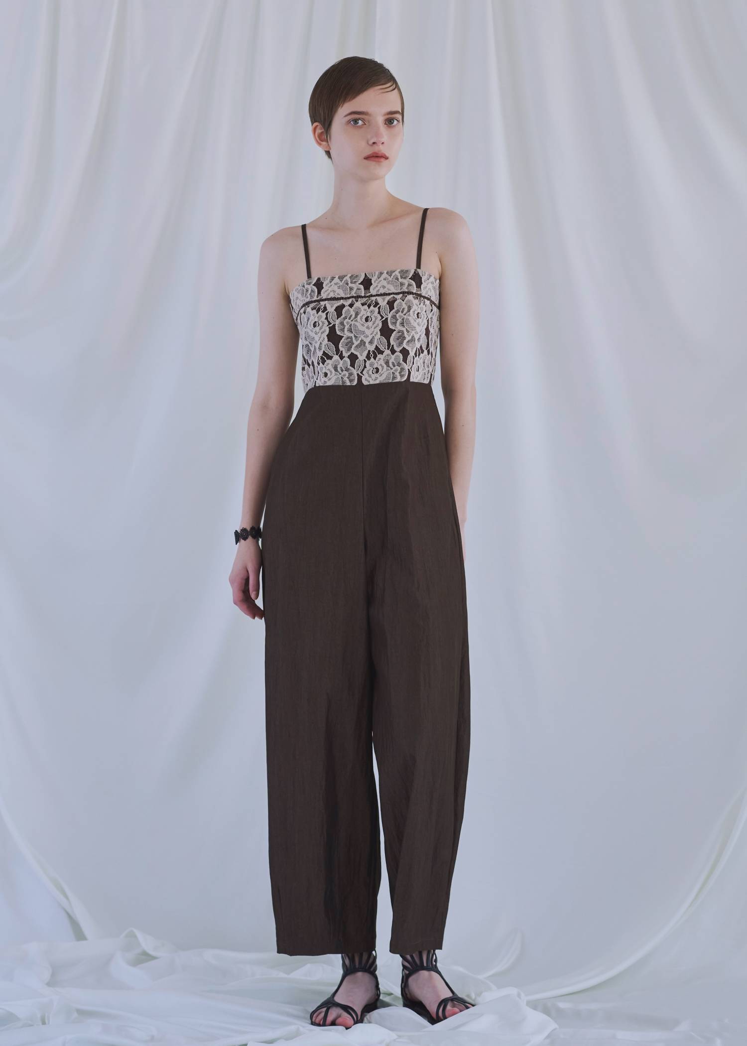 patchwork lace curve silhouette all-in-one