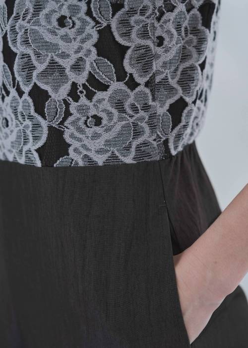 patchwork lace curve silhouette all-in-one