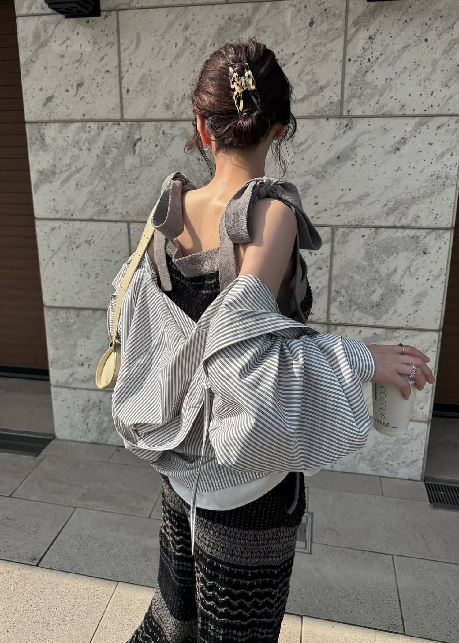 at random geometric pattern knit all-in-one