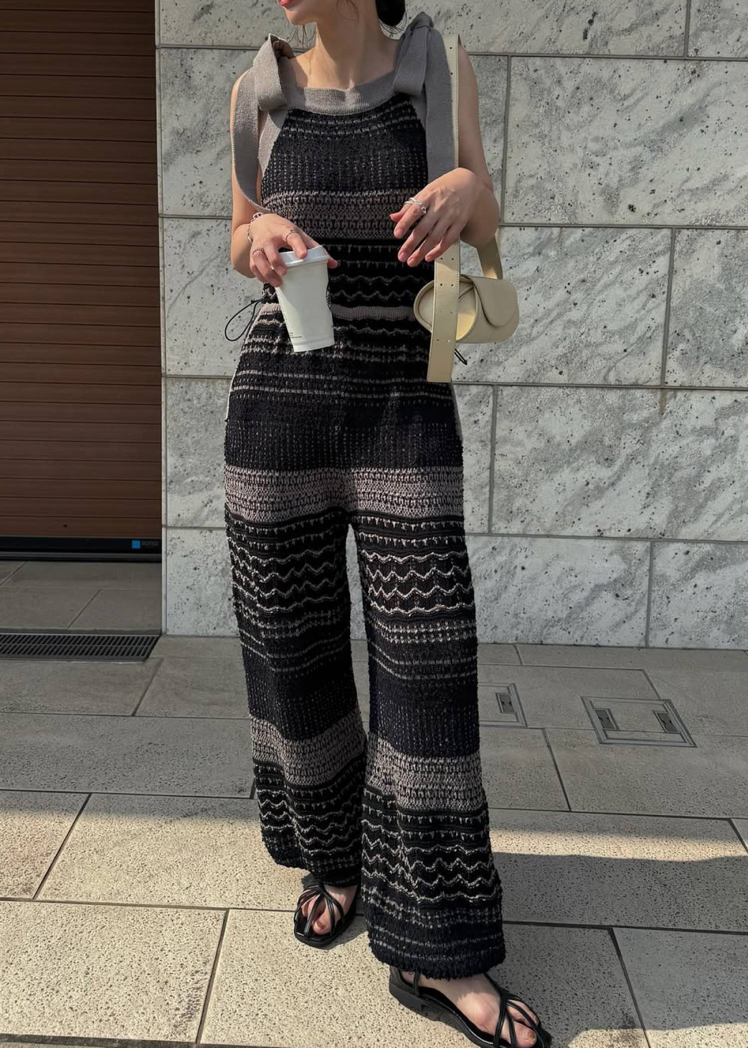 at random geometric pattern knit all-in-one