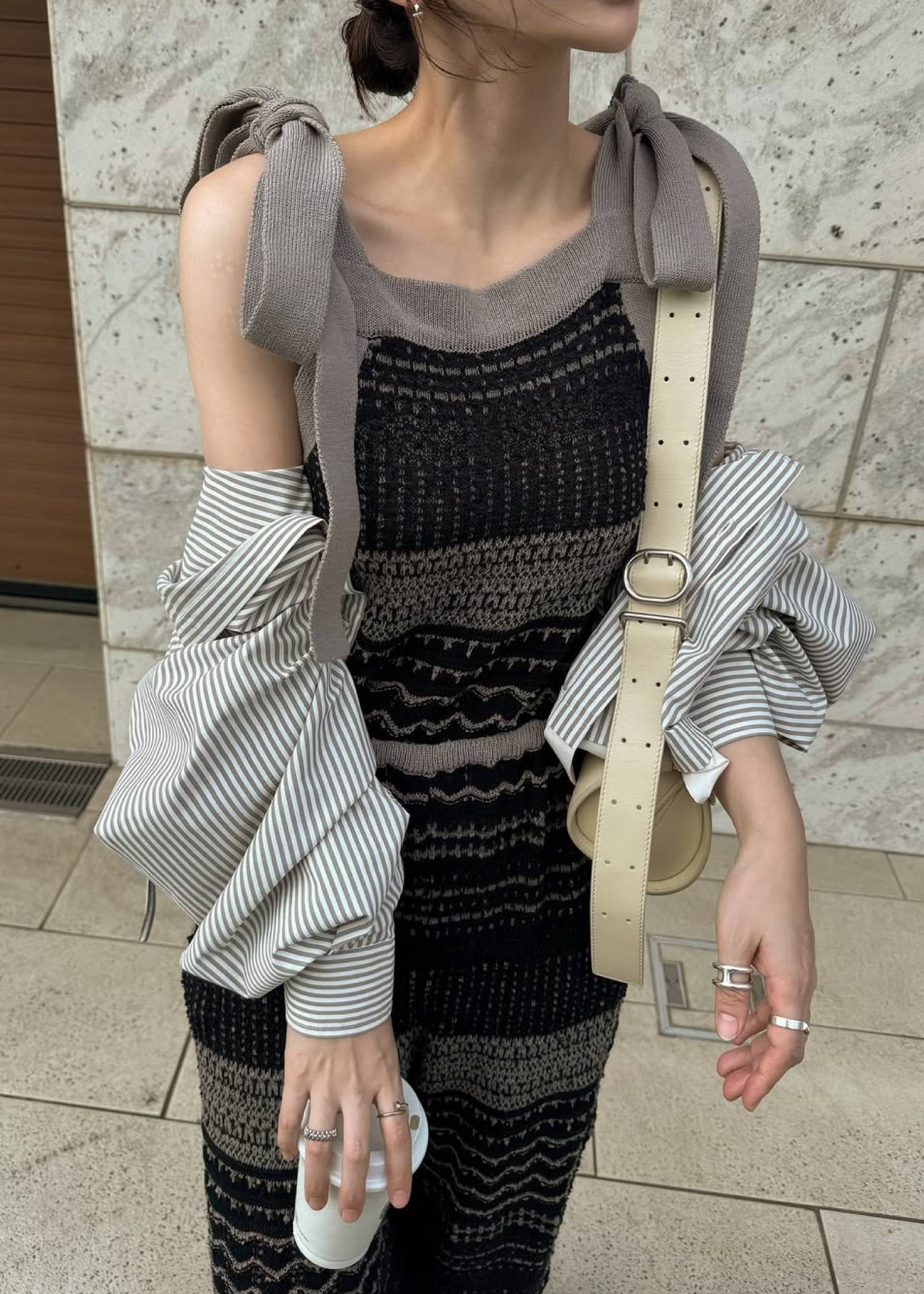 at random geometric pattern knit all-in-one