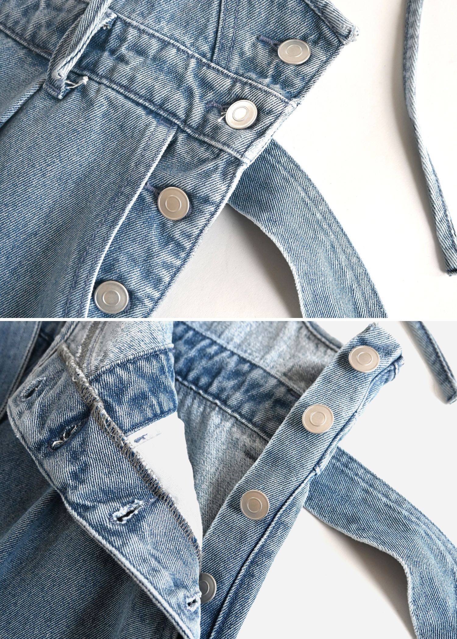 denim tapered ribbon salopette