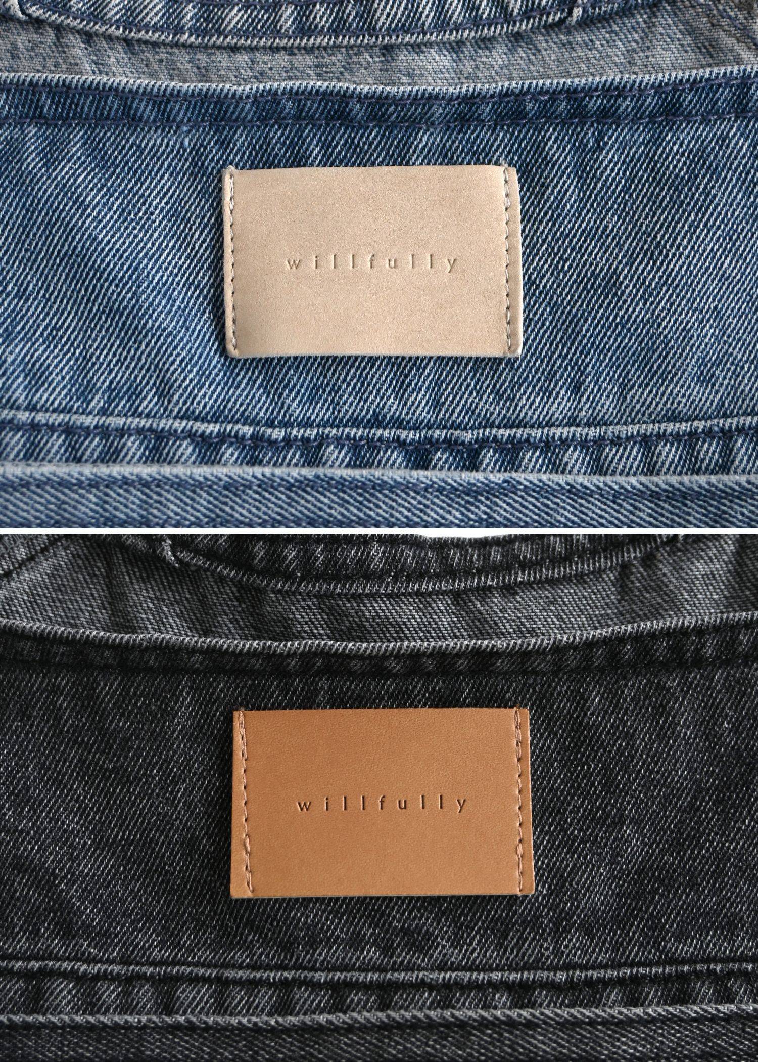 denim tapered ribbon salopette