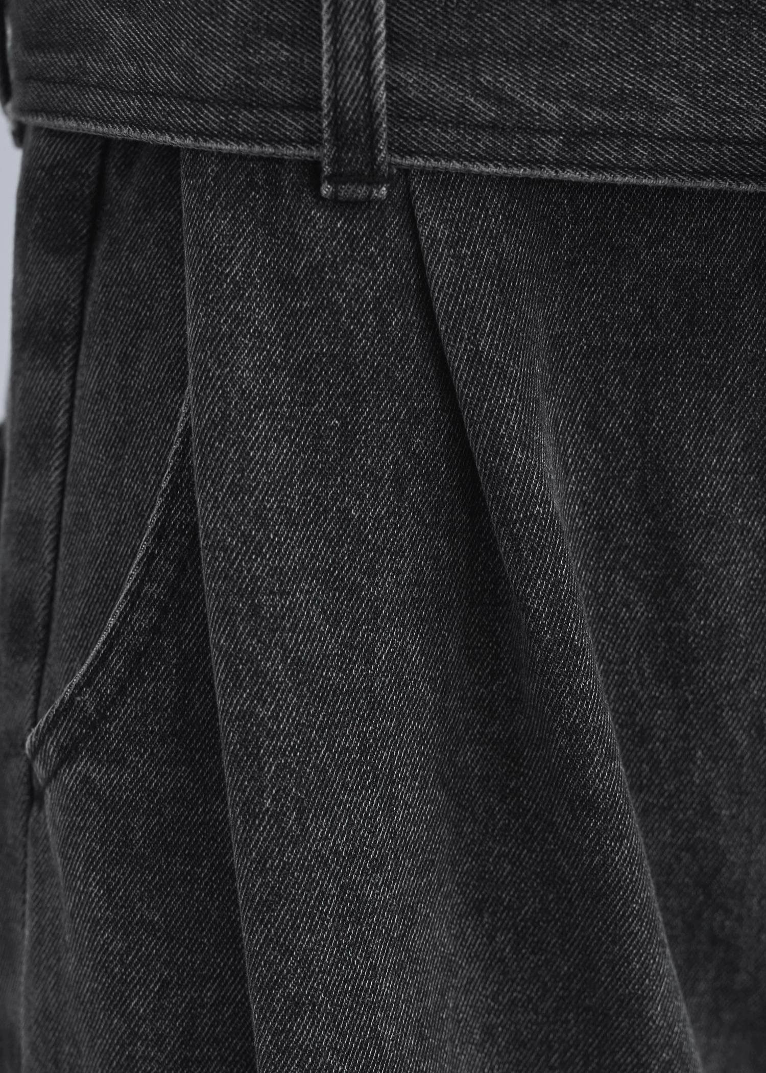 denim tapered ribbon salopette