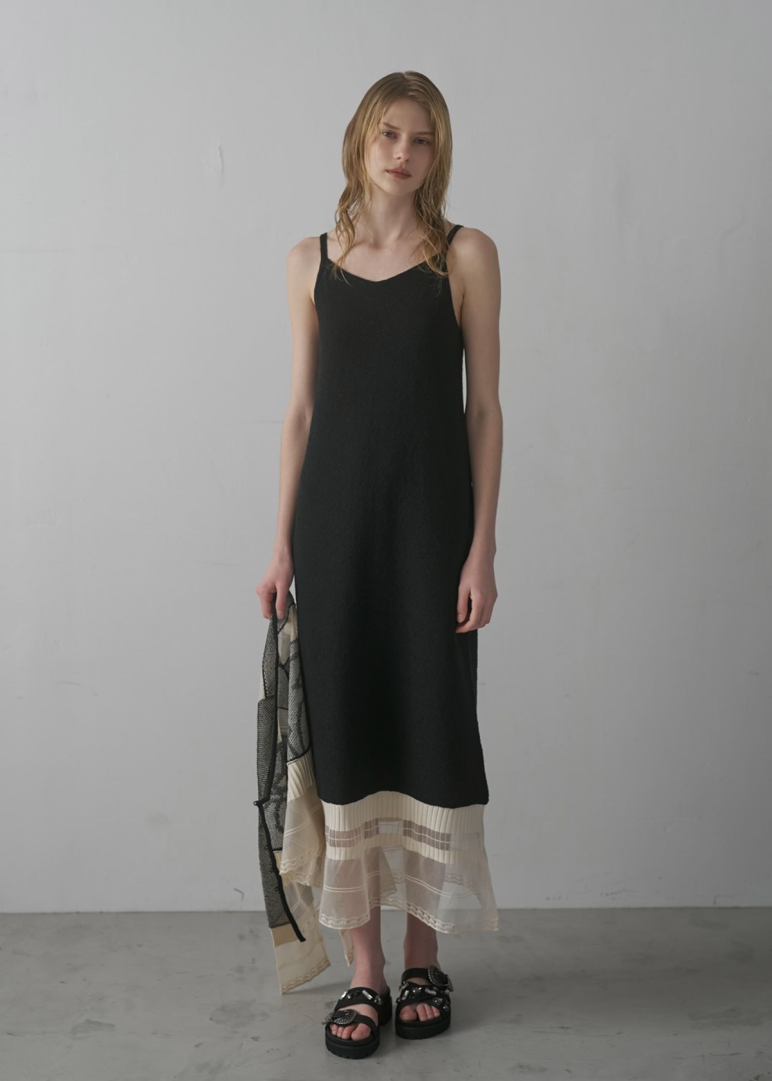 hem sheer jacquard knit cami OP