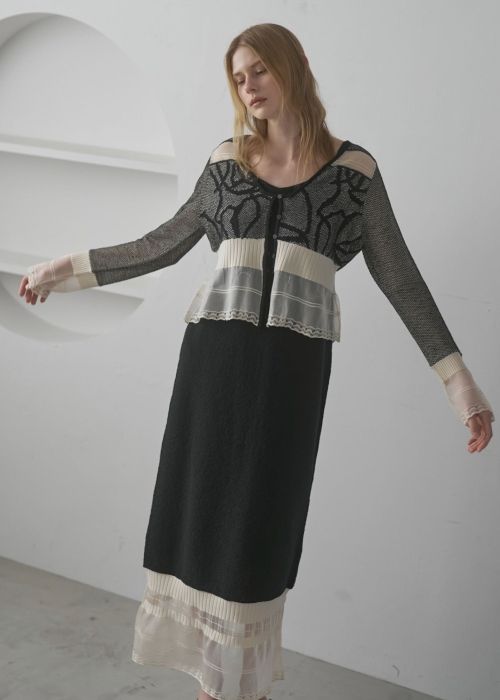 hem sheer jacquard knit cami OP
