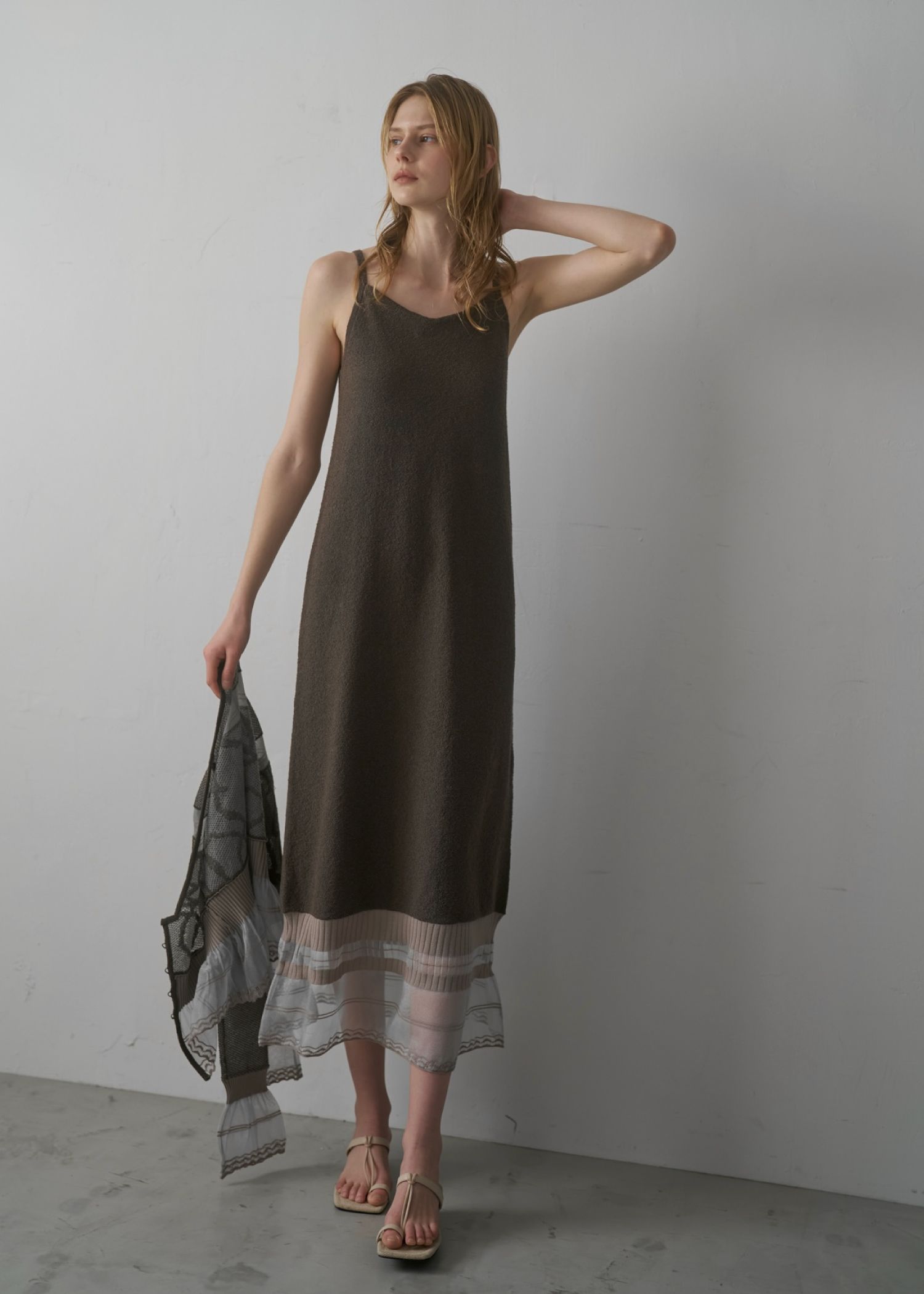 hem sheer jacquard knit cami OP