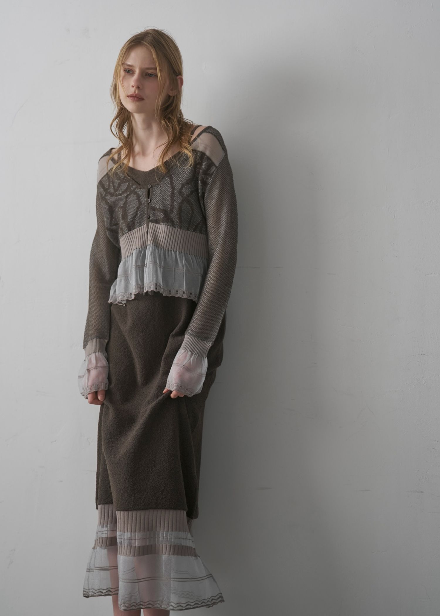 hem sheer jacquard knit cami OP