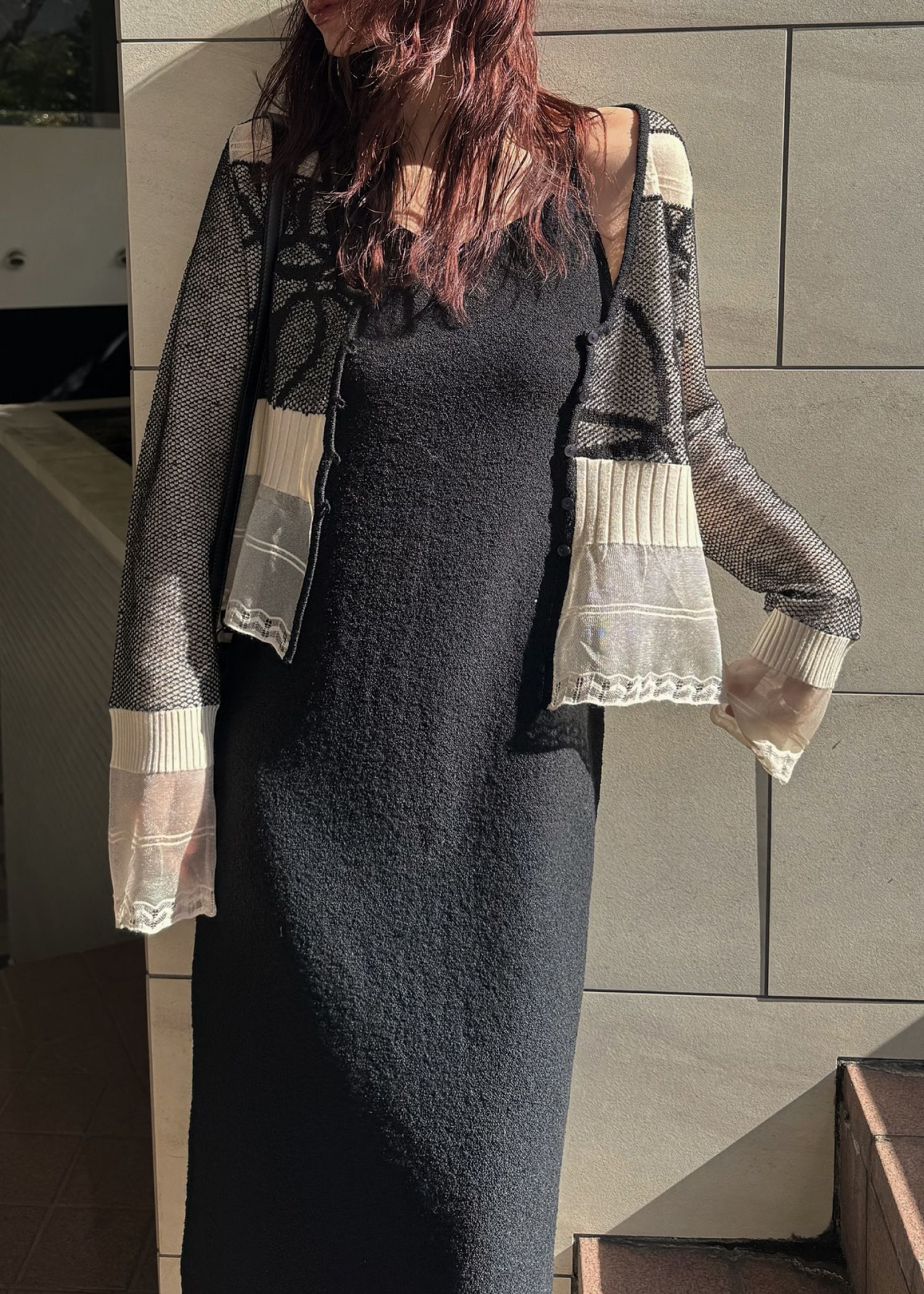 hem sheer jacquard knit cami OP