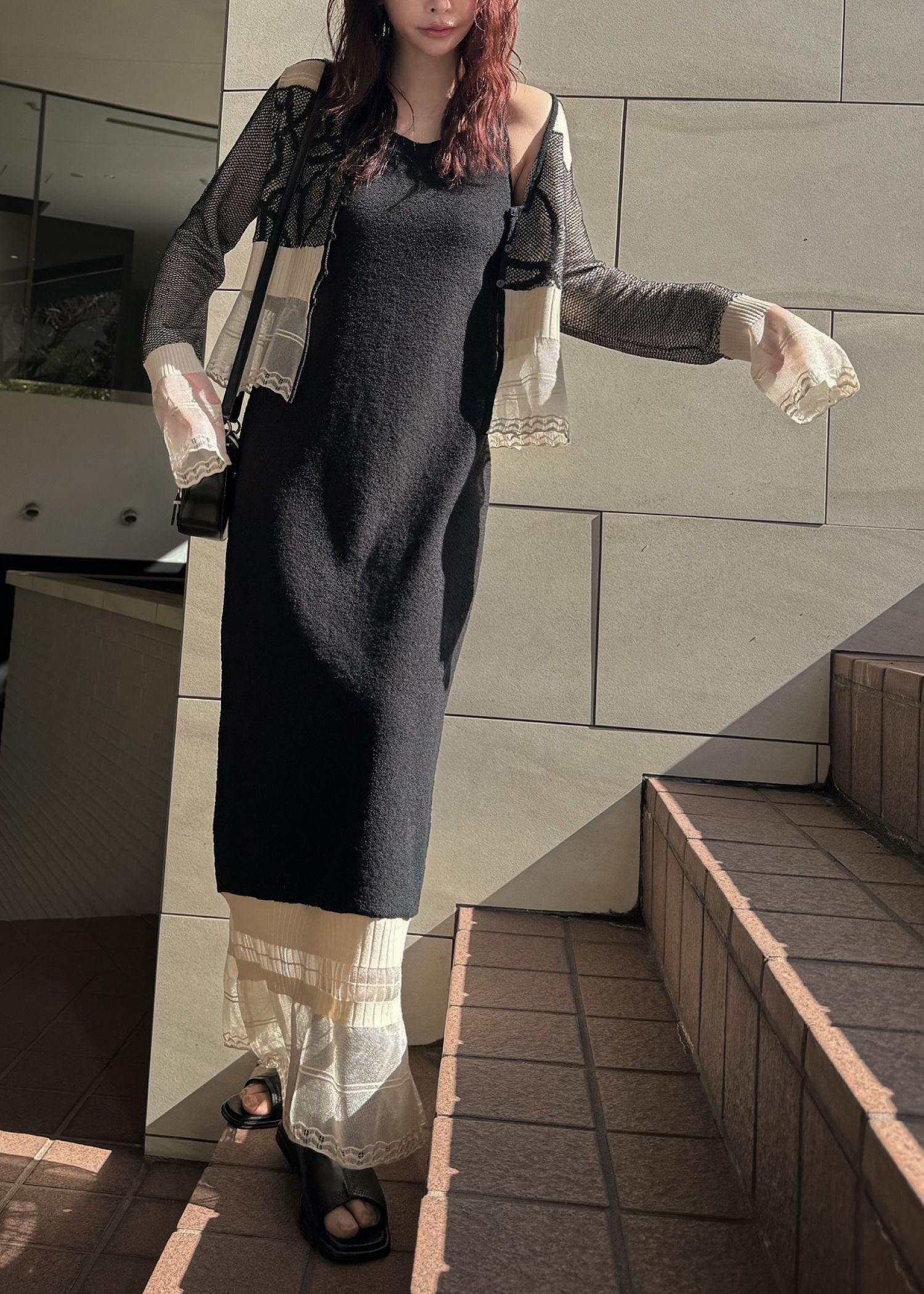 hem sheer jacquard knit cami OP