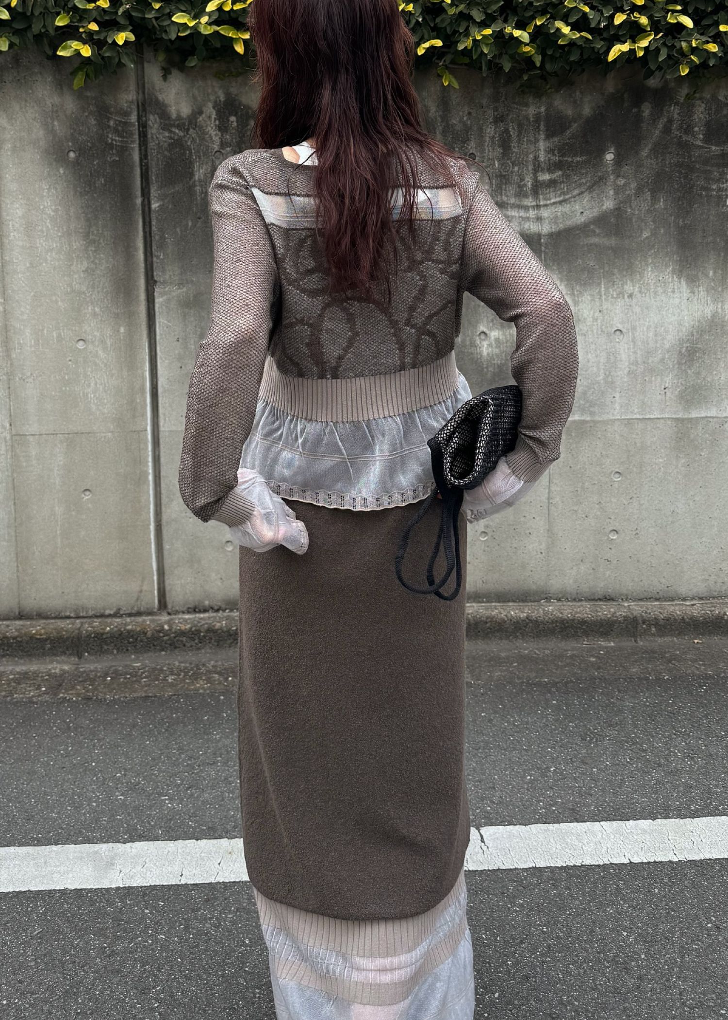 hem sheer jacquard knit cami OP