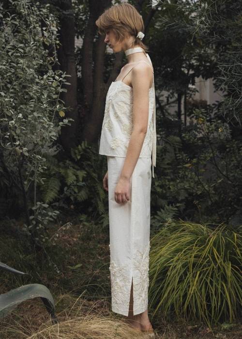 flower cord embroidery layered cami OP