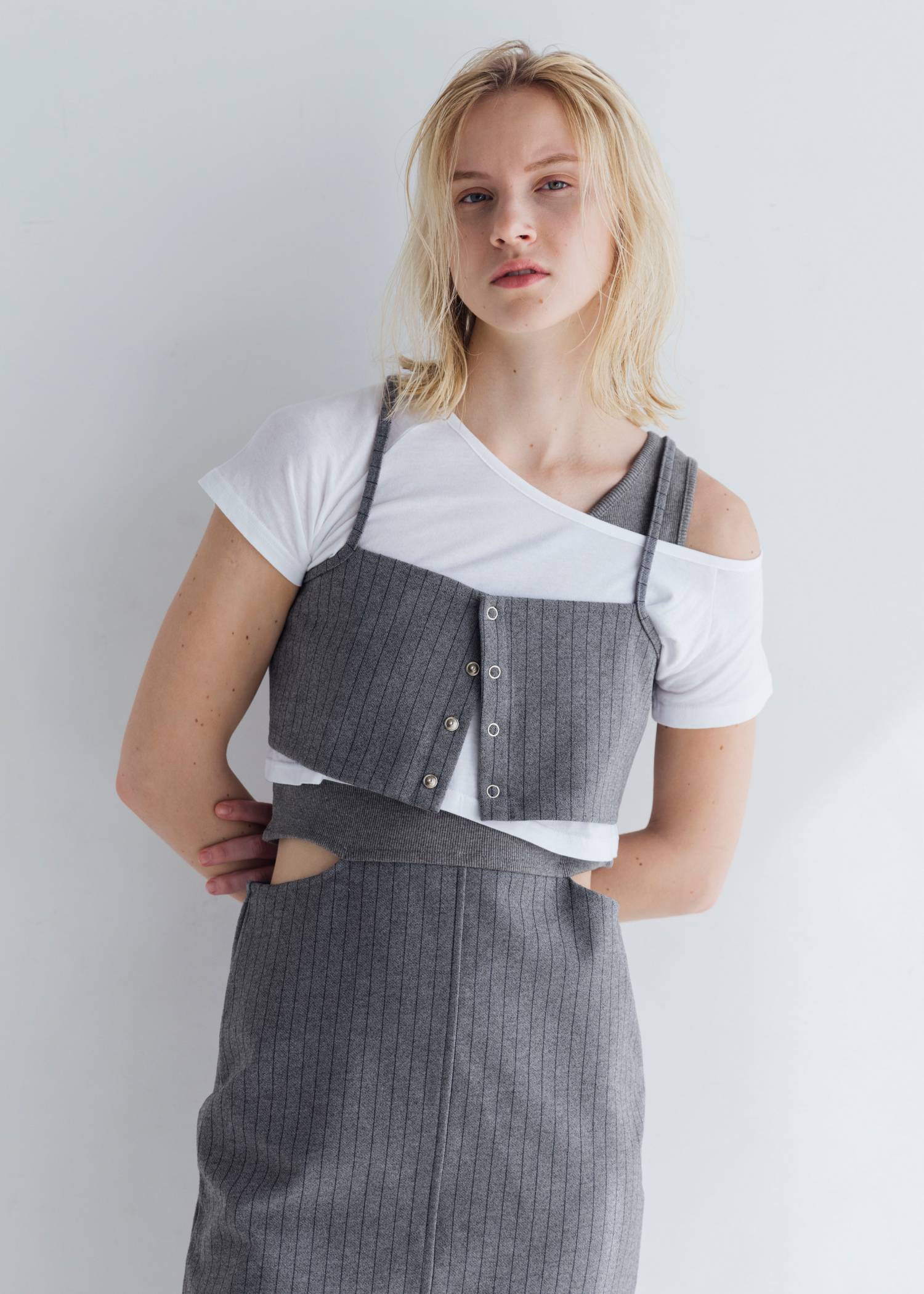 asymmetry layered 3piece stripe OP