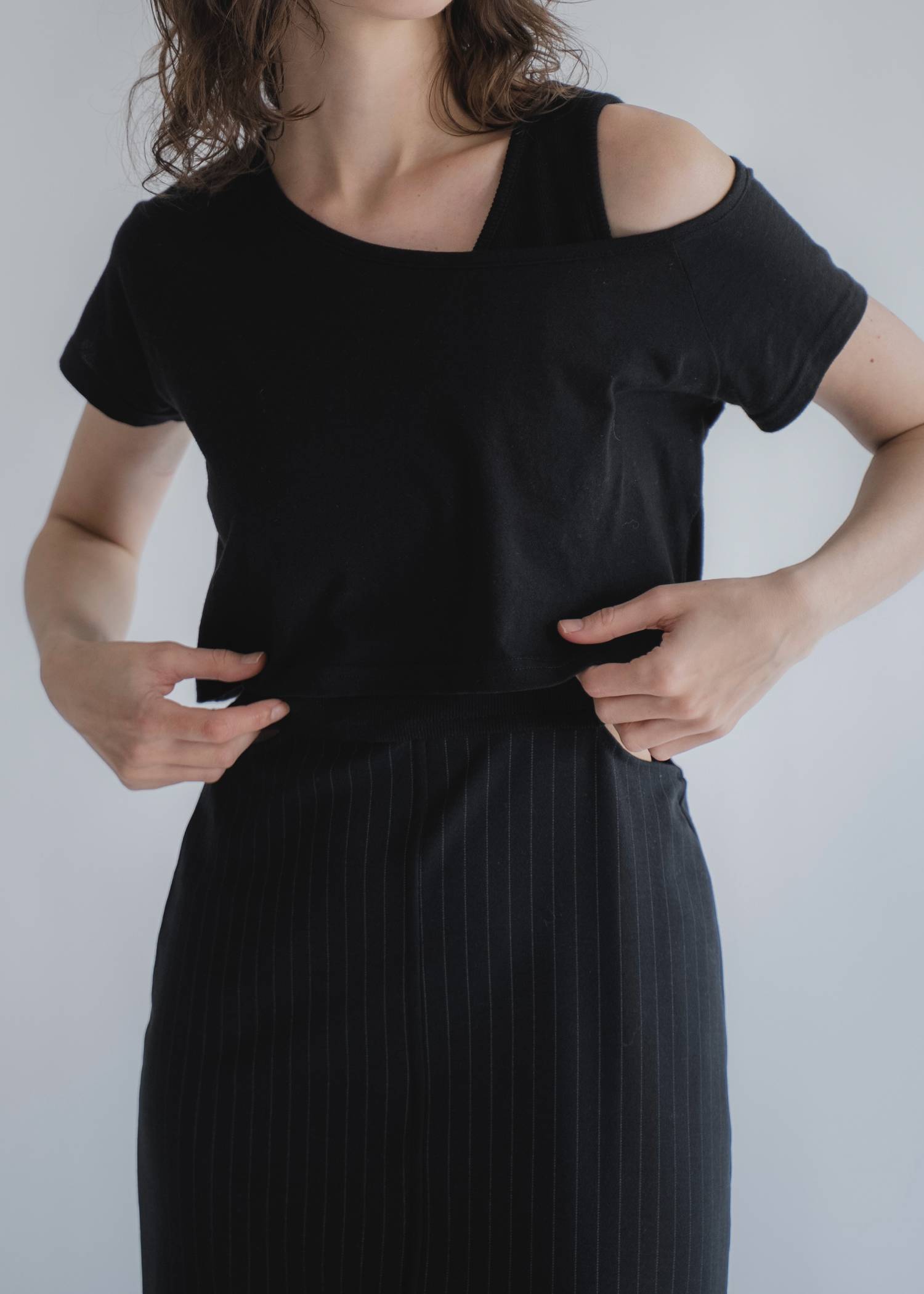 asymmetry layered 3piece stripe OP