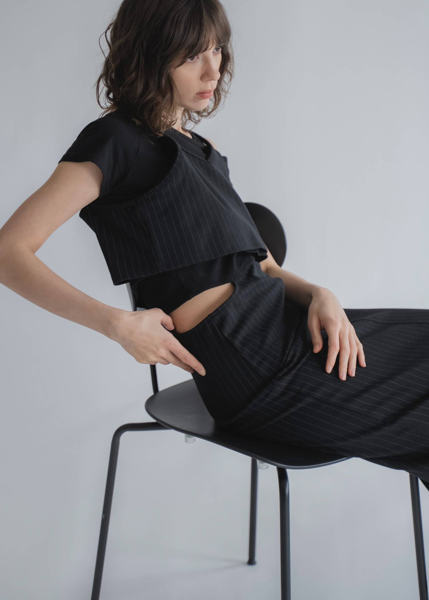 asymmetry layered 3piece stripe OP